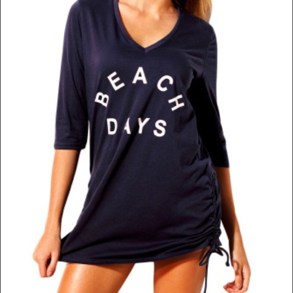 Beach Days Graphic Ruched Side Swim Coverup NWT Boutique
